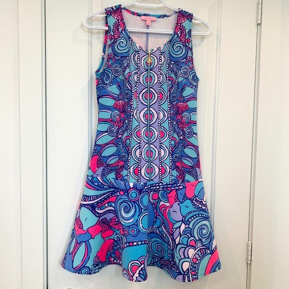 Lilly Pulitzer Melia Multi Sea Jewels Drop Waist Flounce Dress Summer, Sz XS - Picture 5 of 7
